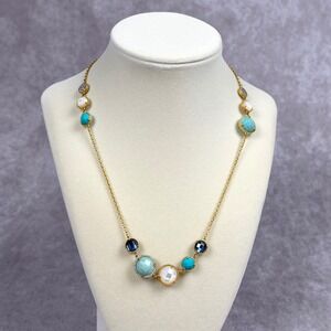 Freida Rothman Shades of Hope 14K Gold over Sterling Statement Necklace Blue